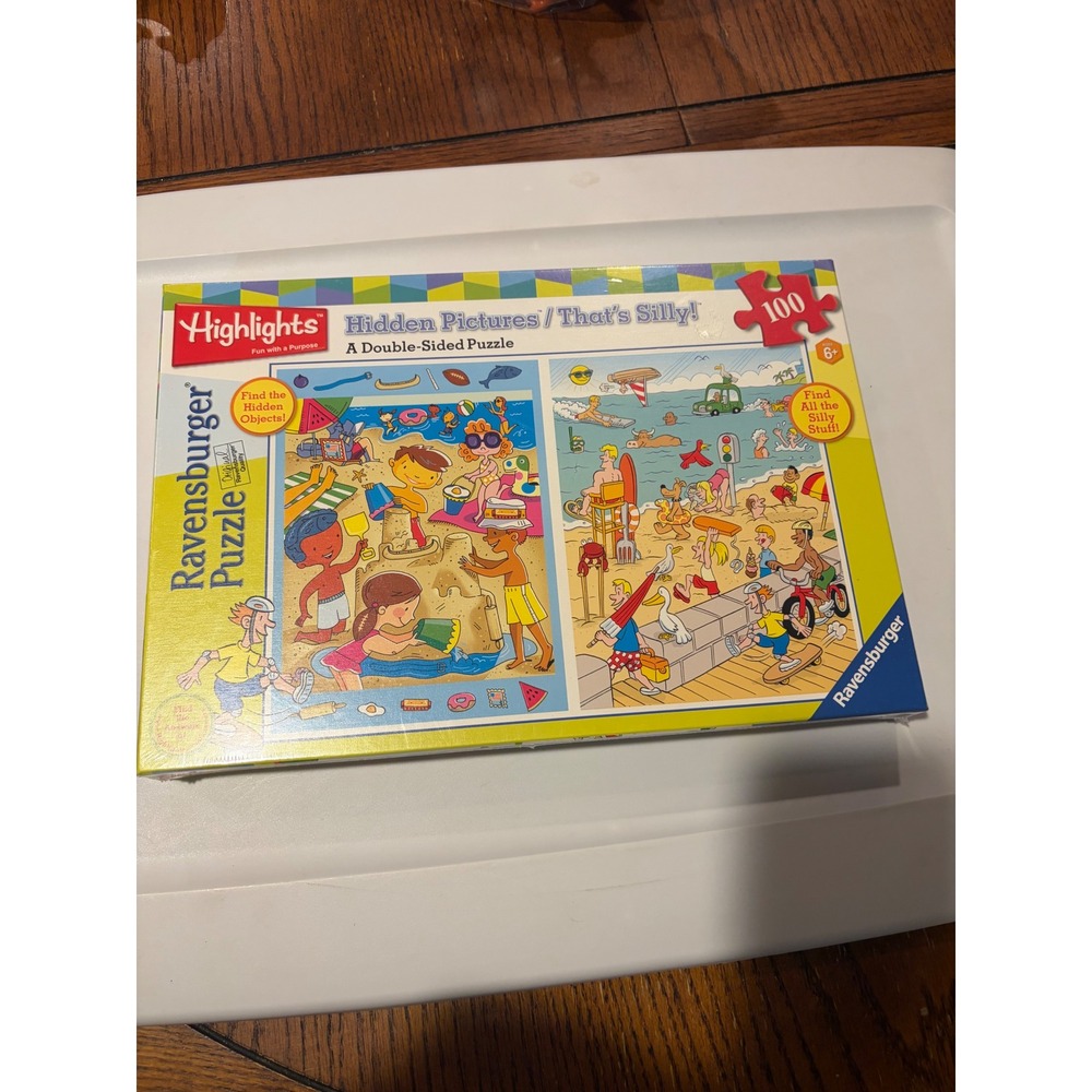 Ravensburger Highlights Hidden Pictures Double-Sided Puzzle Kids 100pc New Beach